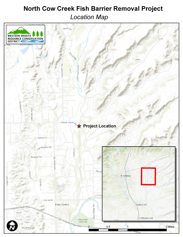 Overview map of the North Cow Creek Barrier Removal Project